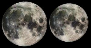 Links, de maan in perigeum en rechts in apogeum. (foto:NASA)